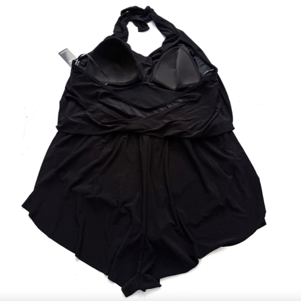 Magicsuit Black Halter Surplice Skirted One-Piece - Picture 3 of 5